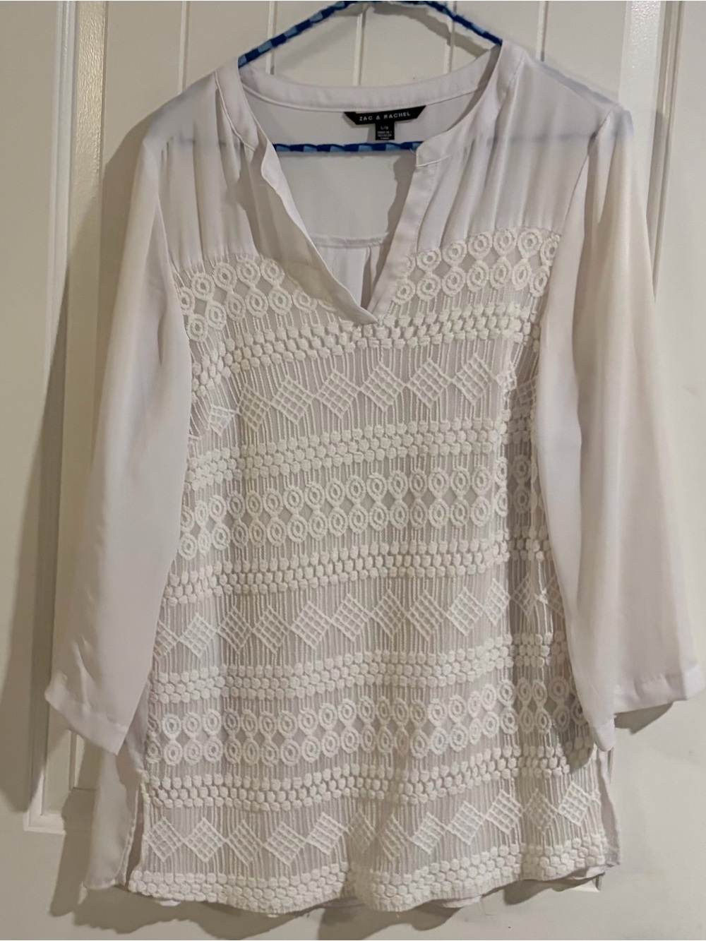 Zac & Rachel white Long-Sleeve Chiffon Blouse